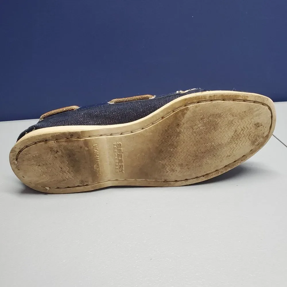 SPERRY Top Sider Angelfish Boat Shoes Women 7.5 Navy Denim 2 Eye Slip On 9294307
